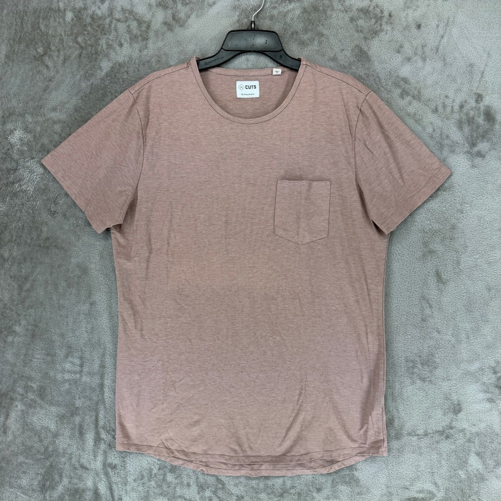 Cuts Clothing Pyca Pro Pocket Tee Mens XL Mauve Heathered Curved Hem T-Shirt